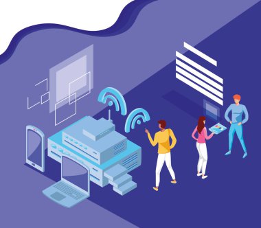 Isometrik simge seti teknoloji tasarımı