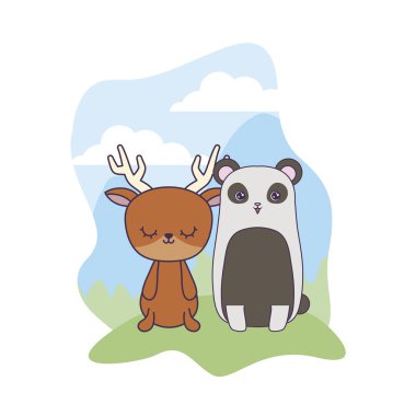 manzara panda ayı hayvanlar ile sevimli reindeer