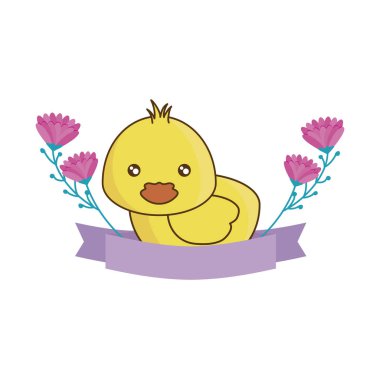 kurdele ve çiçek ile sevimli tavuk