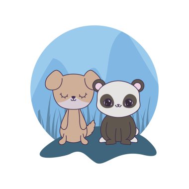 köpek hayvanları izole simgesi ile panda ayı