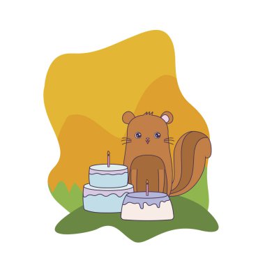 doğum günü pastaları ile sevimli sincap hayvan