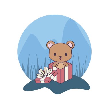 hediye kutusunda sevimli ayı hayvan