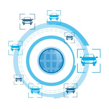 otonom akıllı araba simgesi vektör ilustration