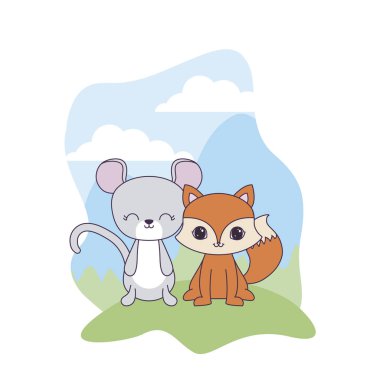 manzara tilki hayvanlar ile sevimli fare