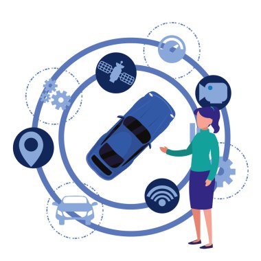 otonom akıllı araba simgesi vektör ilustration