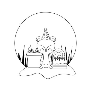 doğum günü ve hediye kutusu pasta ile sevimli sincap
