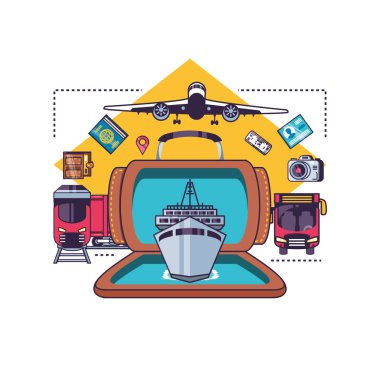 Yalıtılmış seyahat simgesi seti tasarımı