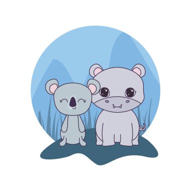 koala hayvanları ile sevimli su aygırı