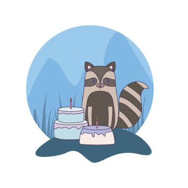 doğum günü pastaları ile sevimli rakun