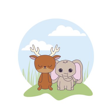 manzara içinde reindeer hayvanlar ile sevimli fil