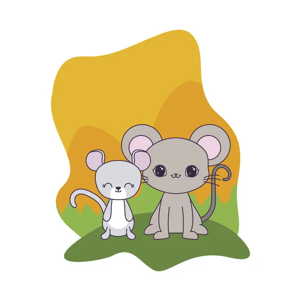 Lindo ratones animales aislado icono — Vector de stock