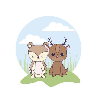 manzara kirpi hayvanları ile sevimli reindeer