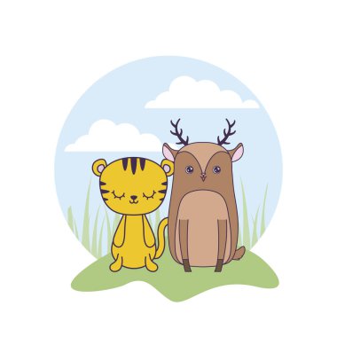 manzara kaplan hayvanları ile sevimli kirpi