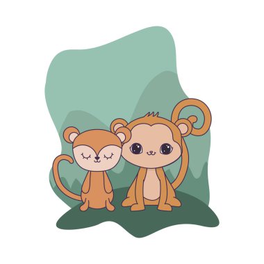 sevimli maymunlar hayvan izole simgesi