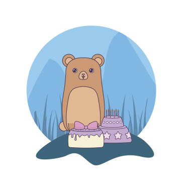 doğum günü kek ile sevimli ayı