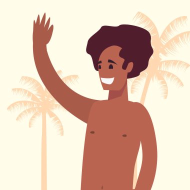 adam turist palmiye ağacı arka plan yaz saati