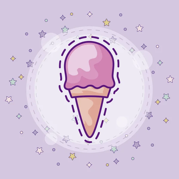 Patch com sorvete em cone — Vetor de Stock
