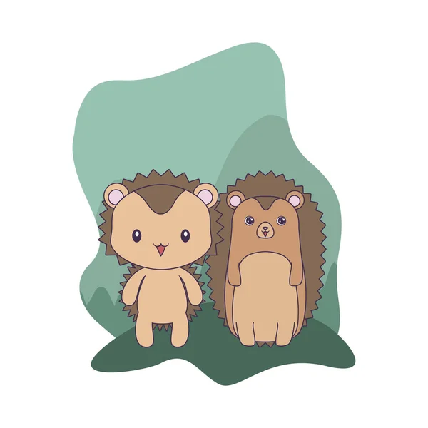 Søde pindsvin dyr isoleret ikon – Stock-vektor