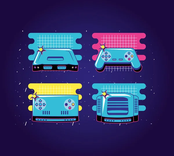 Conjunto de ícones de dispositivos estilo retro jogo de vídeo — Vetor de Stock