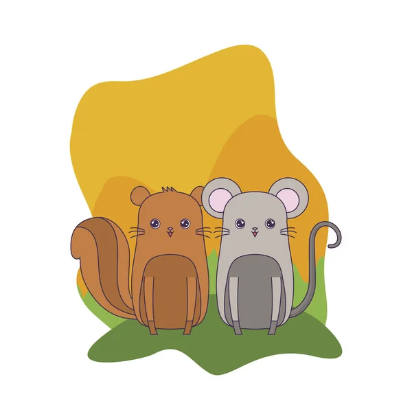 Lindo ratón con animales de ardilla icono aislado — Vector de stock