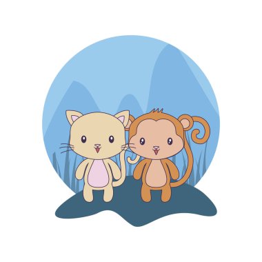 maymun hayvanlar izole simgesi ile sevimli kedi