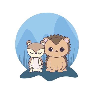 sevimli kirpi hayvanlar izole simgesi