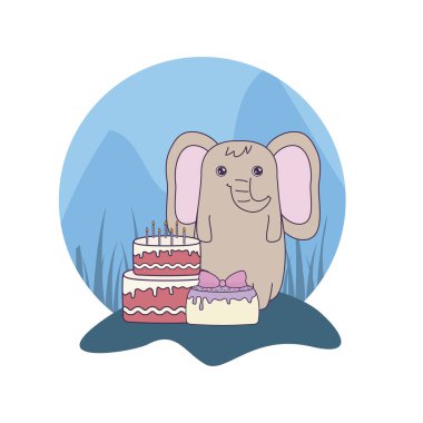 doğum günü pastaları ile sevimli fil