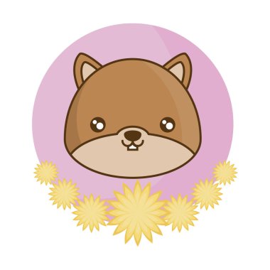 çiçeklerle çerçeve içinde sevimli sincap başkanı