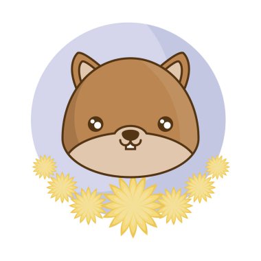 çiçeklerle çerçeve içinde sevimli sincap başkanı