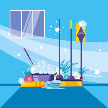 set simgeleri ile temizlik araçları