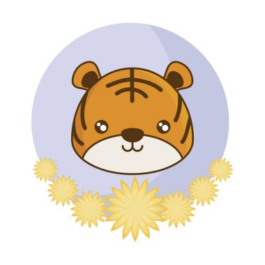 çiçeklerle çerçeve içinde sevimli kaplan ın başkanı