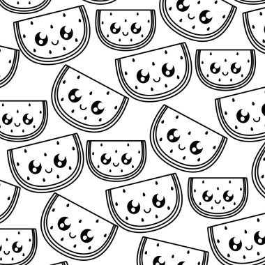 karpuz meyve kawaii dilimleri desen