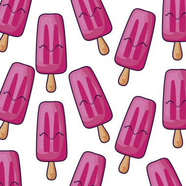 stick kawaii karakter dondurma deseni