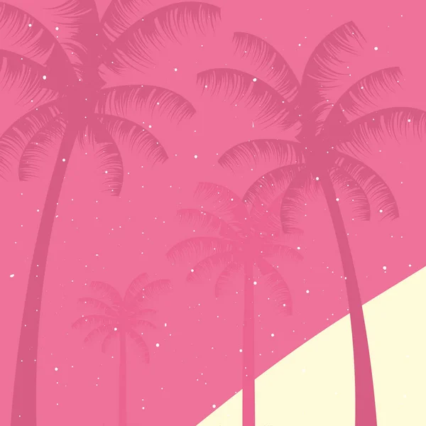 Hallo zomer achtergrond roze palmen — Stockvector
