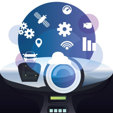 otonom akıllı araba simgesi vektör ilustration