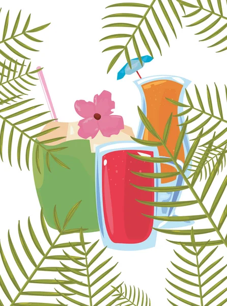 Coconut cocktail en SAP exotische tak zomer — Stockvector