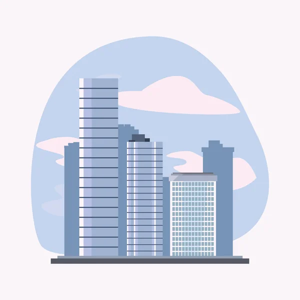 Bâtiments de la ville et gratte-ciel scène urbaine — Image vectorielle