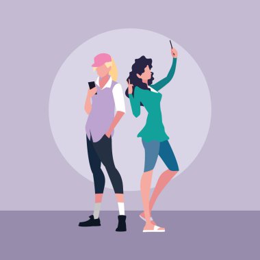 akıllı telefon cihazları kullanarak genç kadın avatar