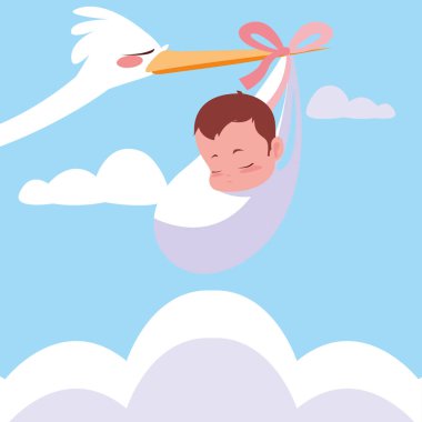 Leylek bebek çantasıyla uçuyor