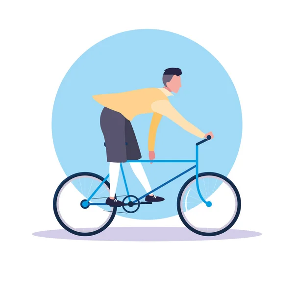Bisiklet avatar karakter sürme genç adam — Stok Vektör