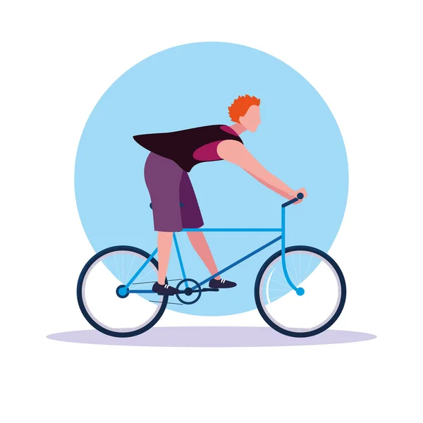 Joven hombre montar bicicleta avatar carácter — Archivo Imágenes Vectoriales