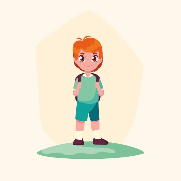 Cute little student boy avatar character — Stock Vector