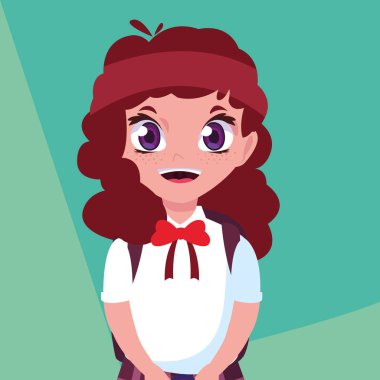 okula geri poster sevimli küçük öğrenci kız