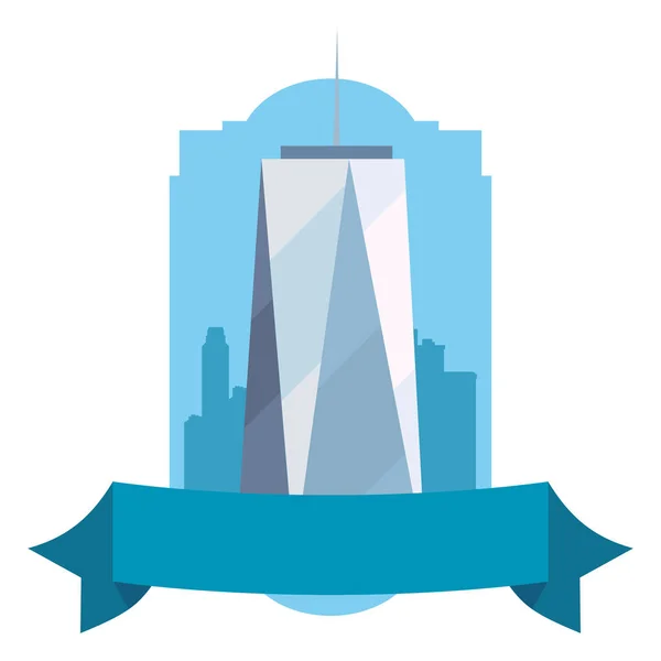 Edificio futurista emblema de la torre urbana — Vector de stock