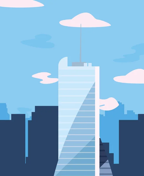 Wolkenkrabber Urban City Sky achtergrond — Stockvector