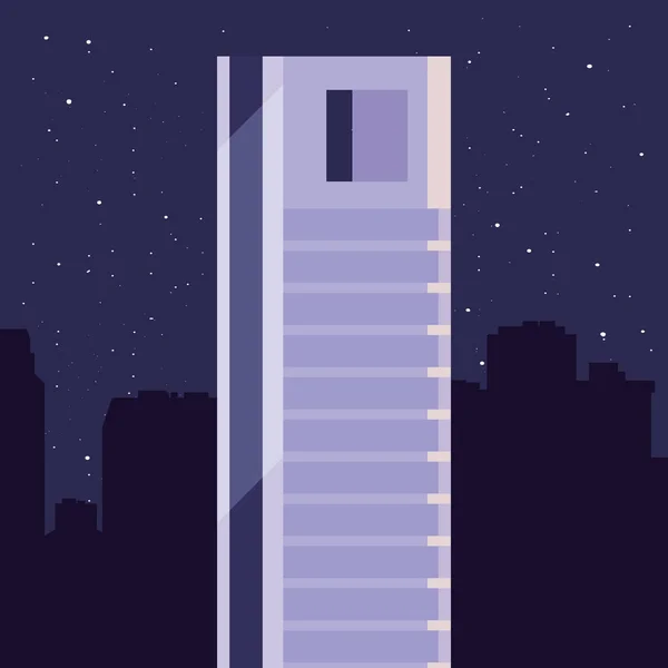 超高層ビル都市都市夜の星の背景 — ストックベクタ