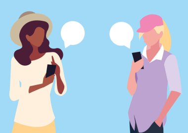 akıllı telefon cihazları kullanarak genç kadın avatar