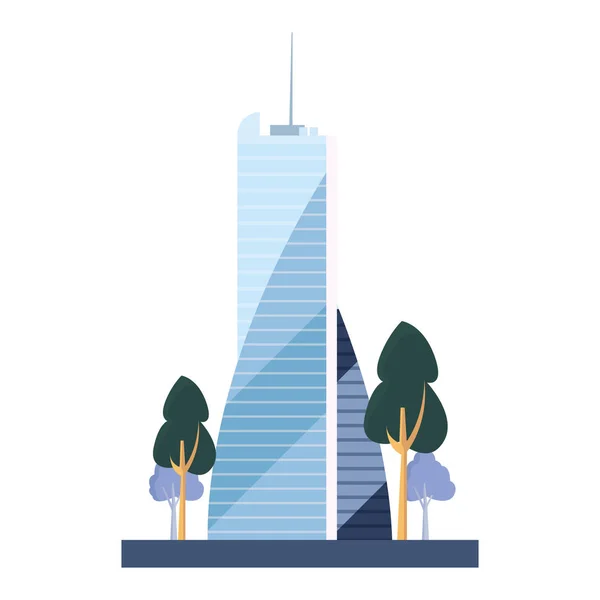 Skyskrapa byggnad torn träd utomhus — Stock vektor