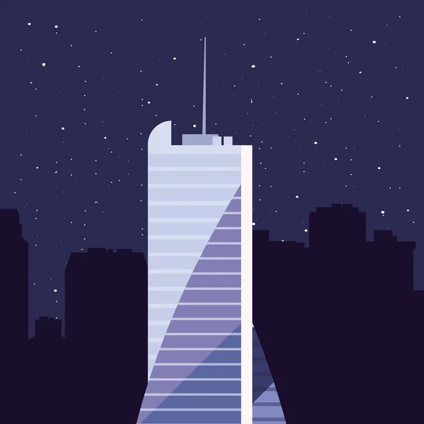 Skyscraper urban city night stars background — Stock Vector