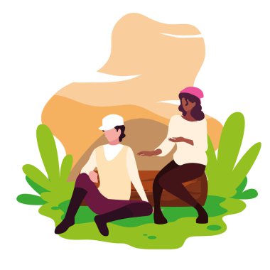 peyzaj doğada dinleniyor genç çift